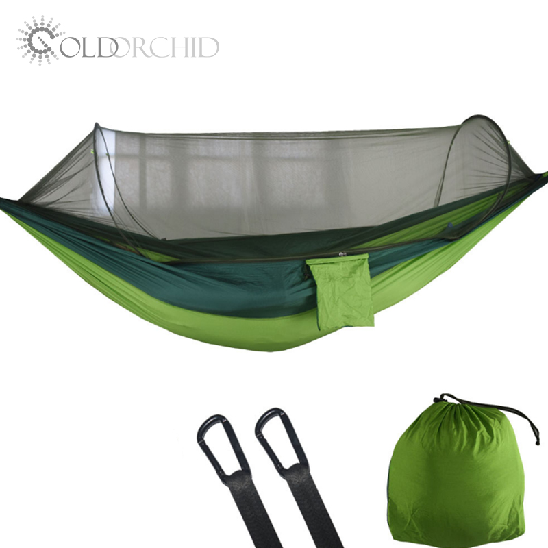Outdoor hiking automatic camping hammock with bed nets Featured Image
