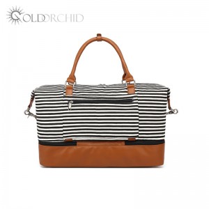 leisure stripe canvas outdoor travel bag