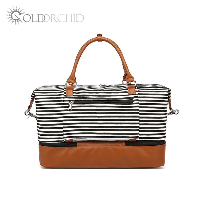 leisure stripe canvas outdoor travel bag Featured Image
