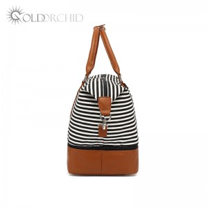 leisure stripe canvas outdoor travel bag