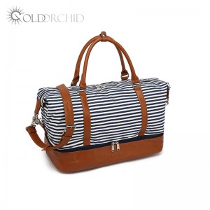 leisure stripe canvas outdoor travel bag